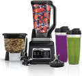 Professional Kitchen System 1400W Blender 8-Cup Food Processor Auto-iQ 72oz Pitcher 2 Single-Serve Cups
