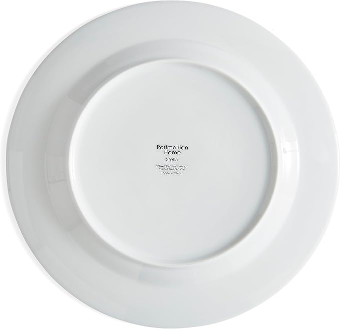 Portmeirion Home Stella 16 Piece Set - Monochrome Porcelain Dinnerware Collection with Patterned Borders Mix &amp Match Designs - Ideal for Family Dining Casual Entertaining &amp Modern Table Sett