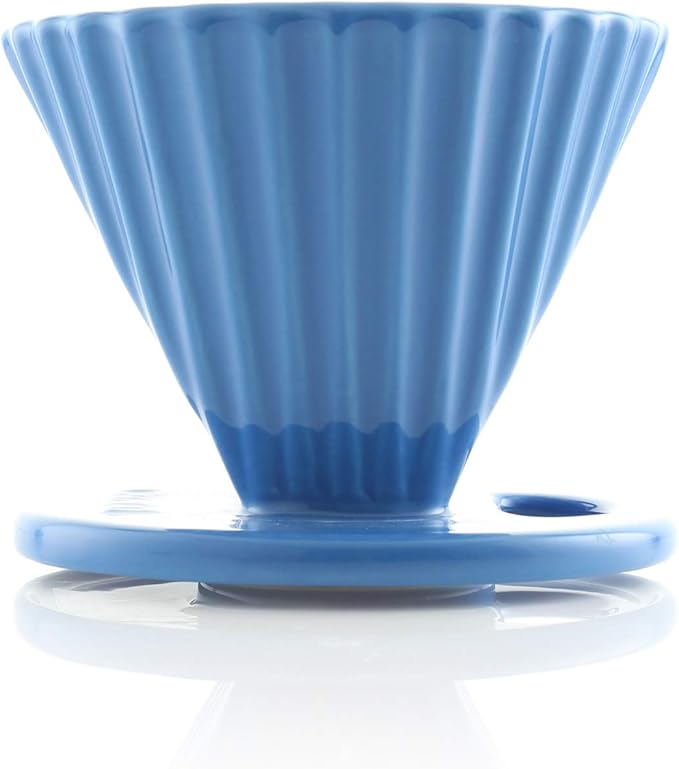 Chantal Lotus ceramic pour over coffee dripper 8 Ounces Blue Cove