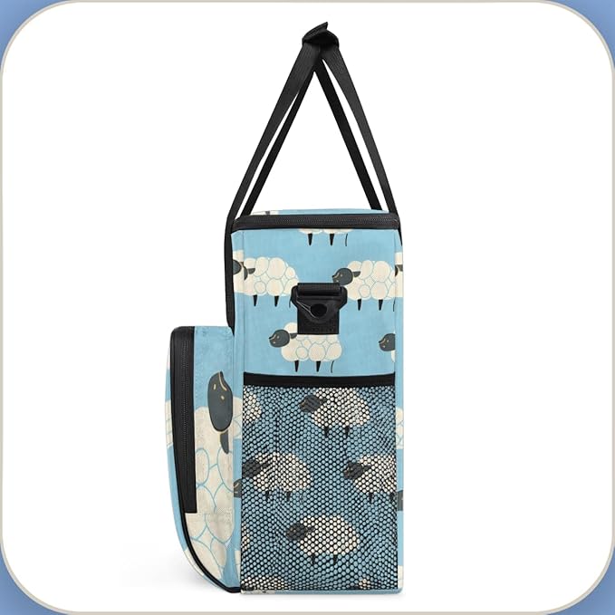 Black Sheep Coffee Maker Carrying Bag Cartoon Sheep Travel Storage Bag Compatible with K-Mini or K-Mini Plus Single Serve Coffee Brewer Carrying Case with Multiple Pockets &amp Shoulder Strap