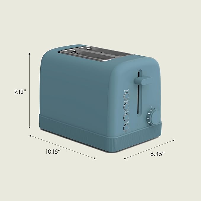 bella 2 Slice Toaster 6 Setting Shade Control w Reheat Cancel Bagel &amp Defrost Buttons Removable Crumb Tray Anti Jam &amp Auto Shutoff Auto Centering Guides &amp Cord Wrap 900 Watt Surf