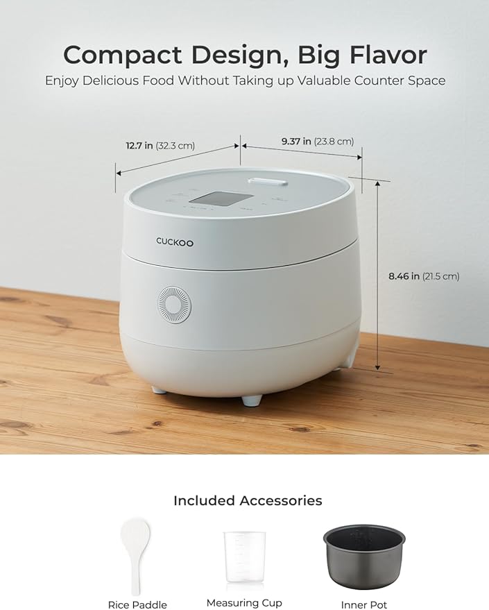 CUCKOO Micom Rice Cooker 6-Cup Uncooked / 12-Cup Cooked with Nonstick Inner Pot Versatile Rice Maker with 9 Menu Options Fuzzy Logic Technology Auto Clean Quick Rice Mode White (CR-0675FW)