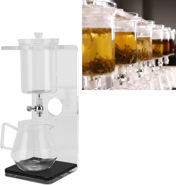 Cold Brew Dripper Portable Glass Green Tea Drip Tower Cold Drip Coffee Maker Teapot Water Separation Enchanti Infuser Pot for Home Office