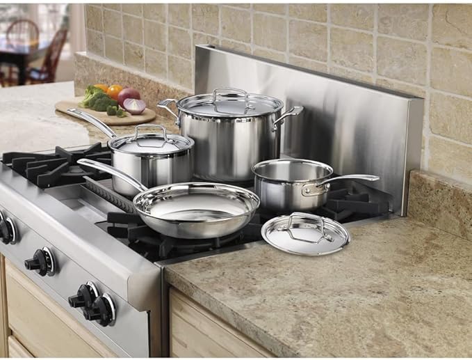 Cuisinart 7-Piece Triple Ply Stainless Steel Cookware Set with 10 Nonstick Skillet