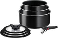 Tefal Ingenio Easy ON 7 piece Non-Stick Saucepan Set 16&amp18&amp20 cm Saucepans 16&amp18&amp20 cm Glass Lids Bakelite Removable Handle Easy Cleaning Heat Indicator Black L1599602