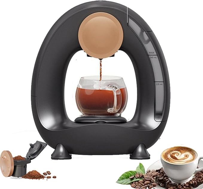 Portable Drip Coffee Maker Single-Serve Coffee Maker 85 °C Constant Temperature 20S Fast Heating Extraction 240ml Removable Water Tank for Office Home Black-Powdered