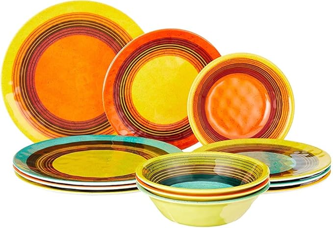 Certified International SED12PC Sedona Melamine 12 pc Dinnerware Set Service for 4 Multicolored