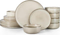 Herogo Stoneware Plates and Bowls Sets for 6 18 Pieces Modern Round Dinnerware Reactive Glaze Dishes Set for Kitchen Chip Resistant Microwave &amp Dishwasher Safe Cream Khaki