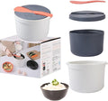 Microwave Rice Cooker Steamer Set: 2L Microwave Pasta Cooker with Rice Spoon Lid Strainer Non-stick Rice Cooker Steaming Pot for Rice Pasta Vegetables Quinoa Oatmeal Ramen (Orange)