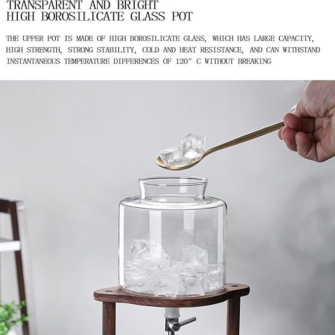Cold Brew Drip Tower 600ml Detachable Vertical Iced Coffee Maker With Adjuster 4 Cups Ice Coffee High Borosilicate Glass Ice Brew Cold Brew Drip Coffee Maker
