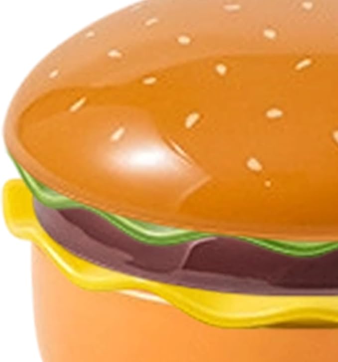 Burger Plate Set - Stackable Ceramic Dinnerware | Cute Appetizer Serving Plates with Smooth Glazed Finish Durable Oven Design &amp Space Saving Stackable Structure for Parties Picnics Home D