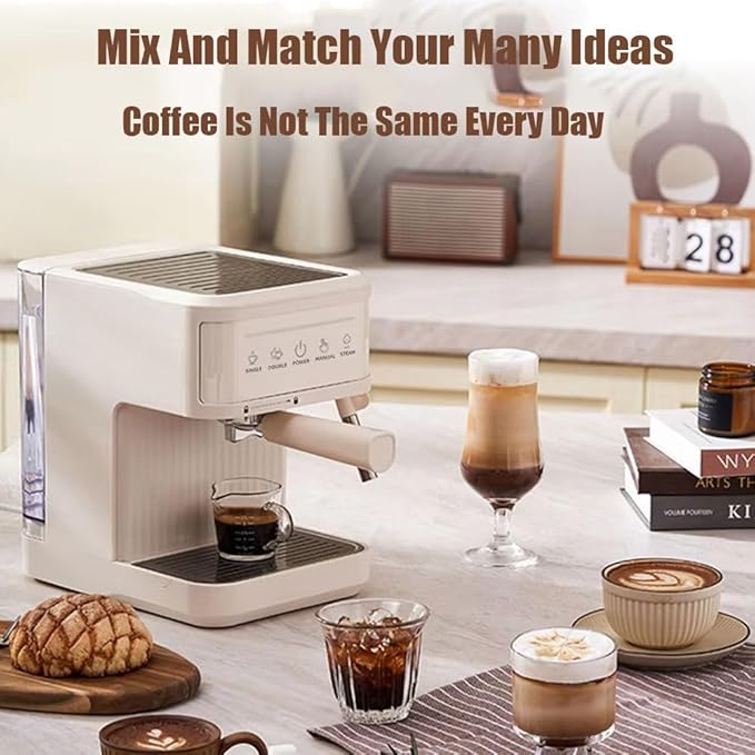 Espresso Machine 20 Bar Semi Automatic Coffee Makers With Milk Frother Steam Wand Touch Screen 60 Oz Water Tank Coffee Machine For Home Latte Machine Gifts For Coffee LoverBlack