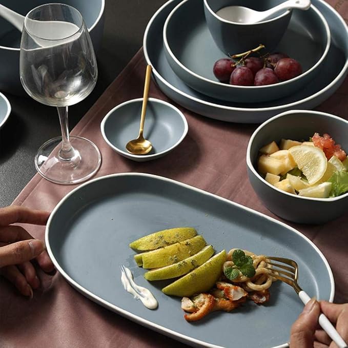 Modern Matte Glaze Porcelain Dinnerware Sets Ceramic Dinner Plates Dessert Plates Cereals Bowls for Daily Life Family Party and Restaurant Service for 8Service for 2(9pcs)