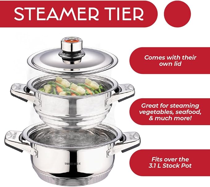 18-Piece Stainless Steel Cookware Set Includes Induction Compatible Fry Pots Pans Saucepan Casserole