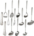 18/10 Stainless Steel Cooking Utensils Set 13 PCS Long Large Metal Cooking Utensil Tools Set Mirror Polished Kitchen Gadget Cookware and Kitchen Tool Set Dishwasher Safe