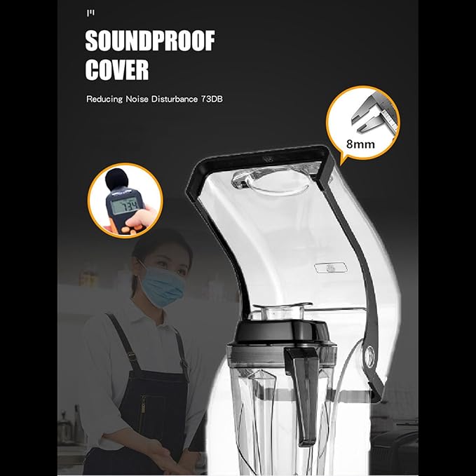 Professional Blender Commercial Quiet Blender Soundproof Blender 2500ML with Cover for Crushing IceSmoothiePureeBlender