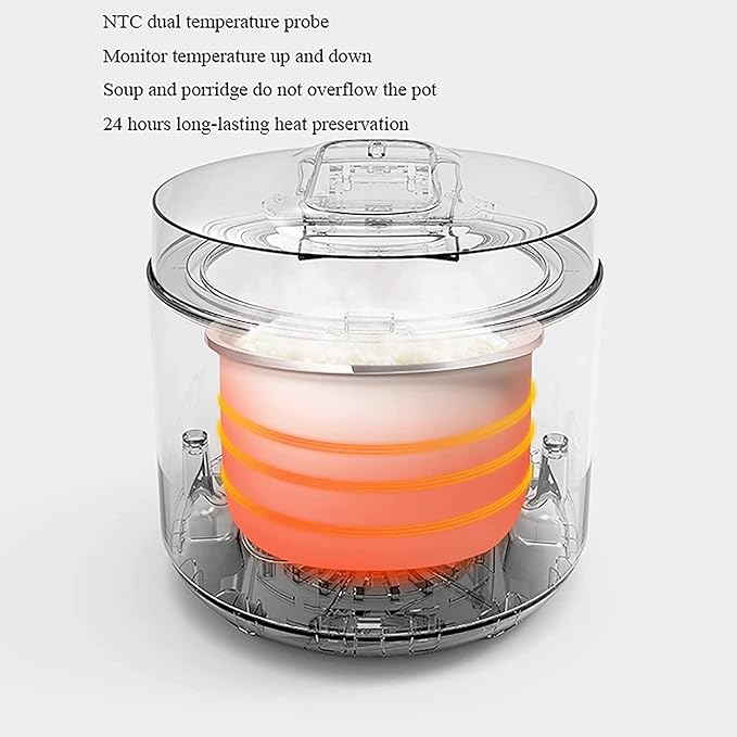 Mini Rice Cooker Portable Reservation Rice Cooker Non Stick Inner for Family Dormitoryfor 1-3 People