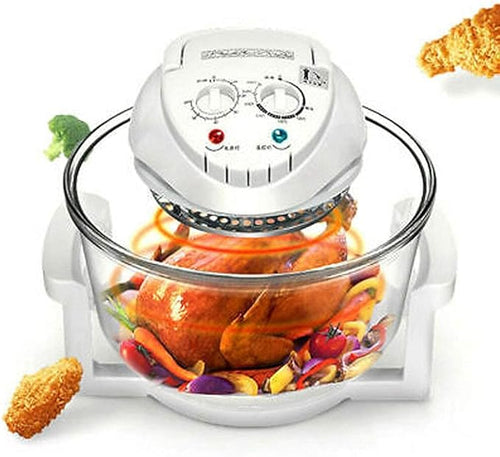 12L Convection Roaster Air Fryer Oven Turbo Electric Cooker Recipe 360° HeatingInfrared Convection Halogen Oven Countertop Cooking Stainless Steel Prepare Quick Healthy Meals White