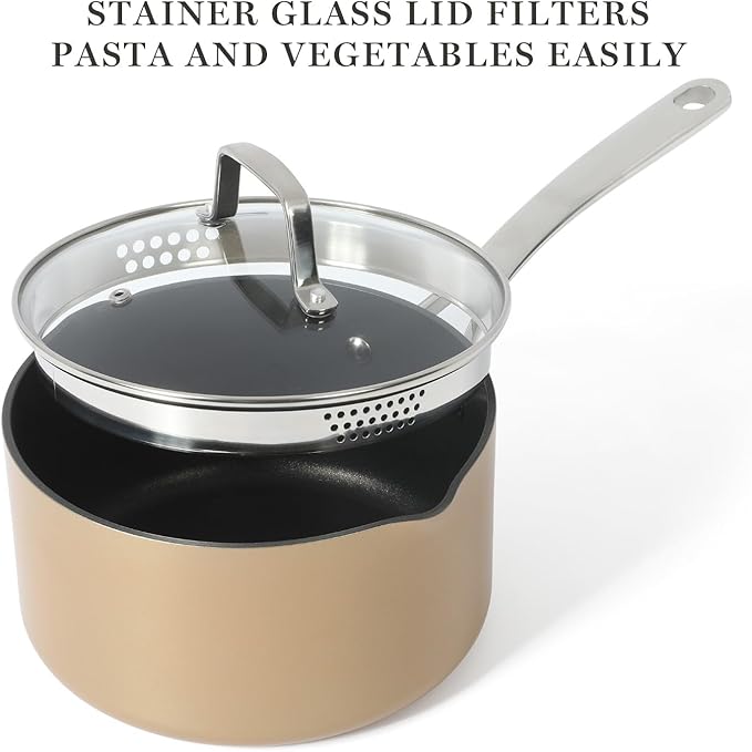 Martha Stewart 12 Piece Heavy Gauge Aluminum Hard Anodized Premium Nonstick Cookware Set Induction Safe Copper w/Black Interior