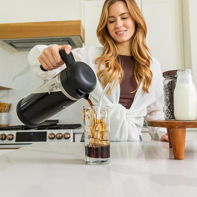VINCI Cold Brew 360 Glass Cold Brew Coffee Maker Featuring Patented Dual Filter 360 Brewing Technology Cold Brew for Iced Coffee (2.0 Liter / 68 FL.OZ)