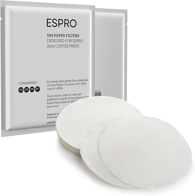 ESPRO French Press Bundle - P5 Stainless Steel French Press with 100 Count Coffee Paper Filters