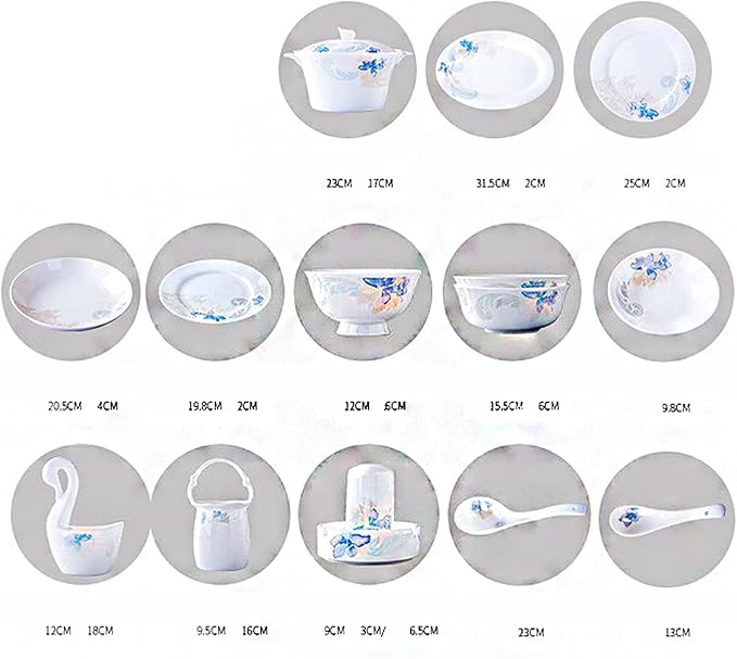 Ceramic Dinnerware Set Retro Style Beautiful Blue and White Porcelain Combination Set for Household Dinner Wedding Hotel Christmas