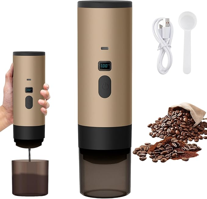 Portable Coffee Maker Espresso Machine Travel Espresso Maker USB-C ChargingHeating Pump Press Coffee Maker Electric Capsule Coffee Machine for RVCar Hiking Camping Office