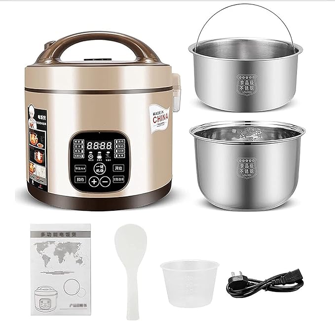 Rice Cooker Household 304 Stainless Steel Low-Sugar Multi-Function Rice Cooker Separate Rice Soup for 2-7 People (B 3l) (A 3l)