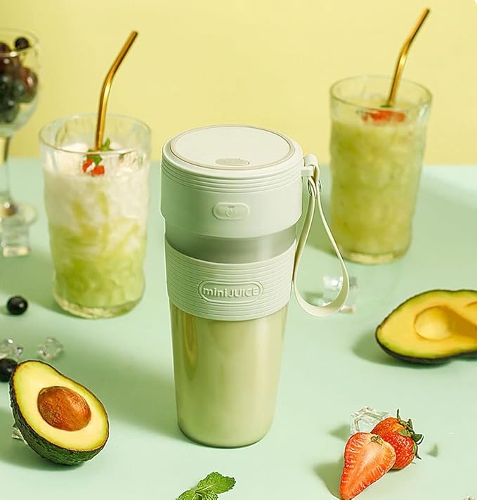 Portable Blenders Personal Size Blender Smoothies and Shakes Mini Blender USB Rechargeable Handheld Blender SportsTravel (Color : Green)