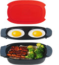 Quick-Heat Microwave Egg Cooker and 33 OZ Microwave Grill Combo | 2-Piece Breakfast Maker Set for Grilling Frying Crisping Meat Bacon Pancakes &amp Veggies | Dishwasher Safe &amp Non-Stick for K