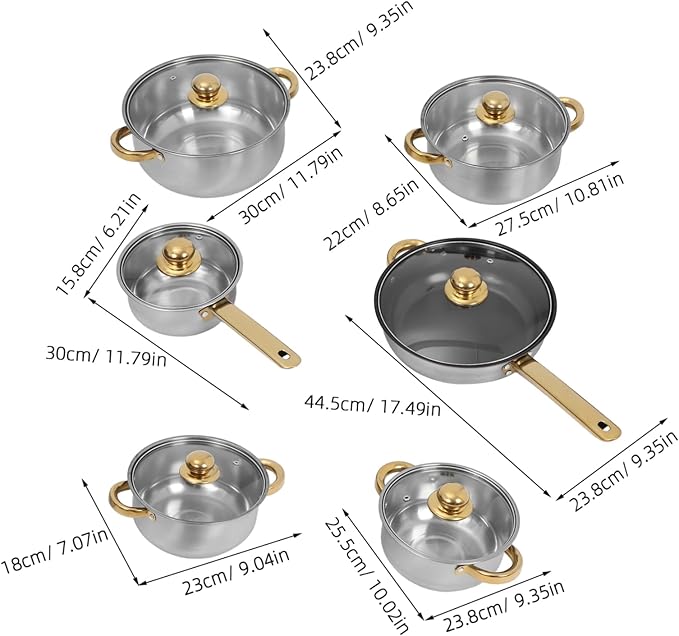 Uonlytech Stainless Steel Cookware Set with Detachable Handles Induction Compatible Pots and Pans for Home and Restaurant Cooking Even Heat Distribution Saucepan Stock Pot and Nonstick