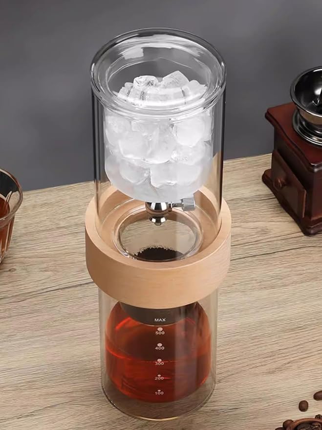 Slow Drip Ice Cold Brew Coffee Maker 500mL Borosilicate Double Wall Glass Iced Coffee Brewer for Coffee Bar Accessories Easy to Use and Clean