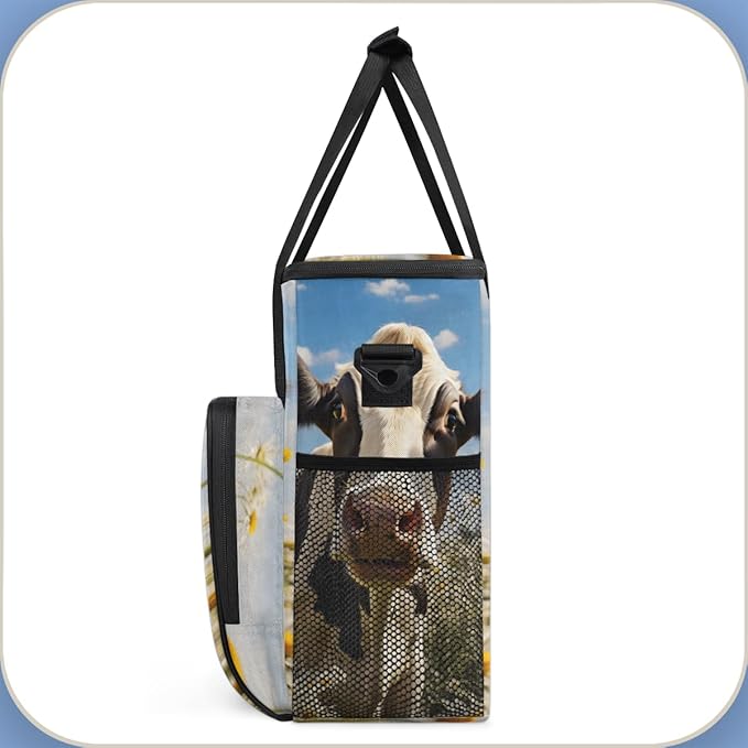 Cow Chrysanthemum Coffee Maker Carrying Bag Portable Travel Storage Tote Bag Compatible with K-Mini or K-Mini Plus Single Serve Coffee Brewer Carrying Case with Multiple Pockets &amp Shoulder Strap