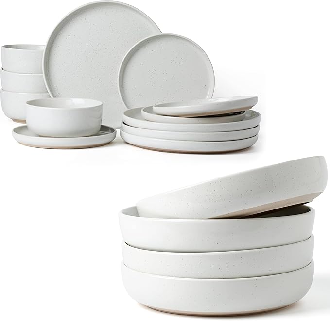 Famiware Milkyway Plates and Bowls Set For 4 16-Piece Dinnerware Sets White
