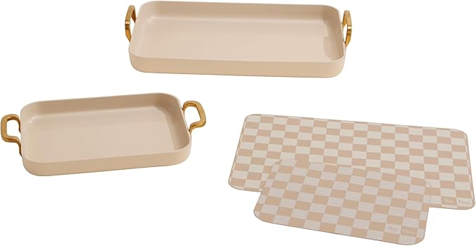 Our Place Essentials 4-Piece Griddle Pan Set | Nonstick Griddle Standard &amp Mini with Reusable Silicone Oven Mats | Thermakind™ PFAS-Free Nonstick Oven Safe Stovetop to Oven Versatility | Cream