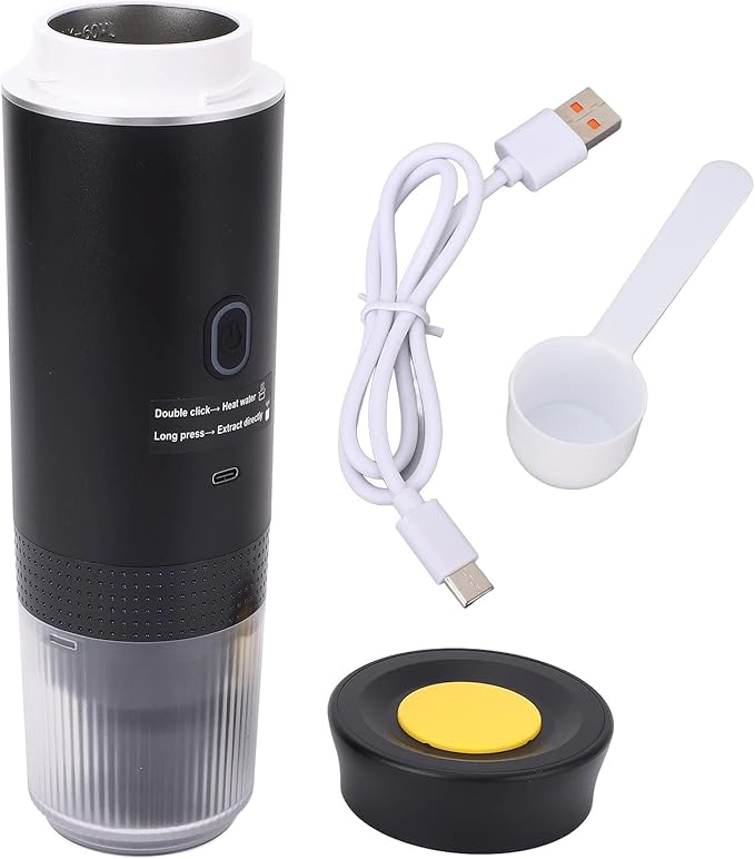 Yunir Portable Electric Coffee Machine Self Heating Travel Coffee Maker with Capsule Design 15 Bar Pressure Material Coffee Maker for Travel Office Car