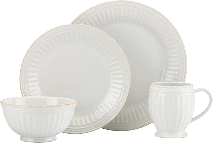 Lenox White French Perle Groove 4Pc Place Setting 6.95 LB