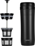 ESPRO P1 12 Ounces French Press Coffee Maker for Travel Double-Walled Stainless Steel Vacuum Insulated Matte Meteorite Black