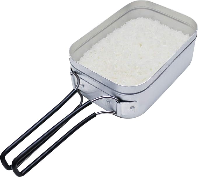 Field to Summit OFCARC1 Rice Cooker 1.5 Cups Meal Box With Scale Aluminum Anodized Cookware Bento Box Convenient Outdoor Camping Tableware Pot Mess Tin Handle Included Polished