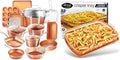 Gotham Steel Hammered Copper Collection – 20 Piece Premium Pots and Pans Set &amp Air Fryer Basket for Convection Oven 2 Piece Nonstick Copper Crisper Tray
