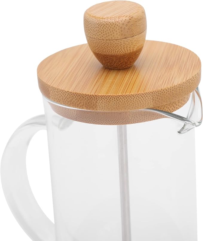 flexman French Press Coffee Maker High Heat Borosilicate Glass Stainless Steel French Press Coffee for Home Office Outdoor Camping Family Gatherings (350ml Bamboo Cover)