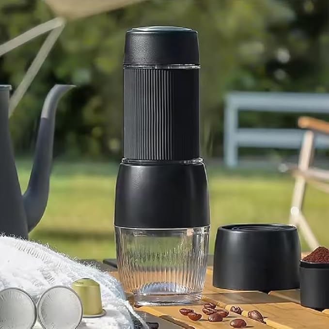 Portable Espresso Maker 18 Bar Travel Coffee Maker Hand Pressure Capsules Ground Coffee Extraction Drip Coffee Brewing Making Machine for Kitchen TravelCampingHiking