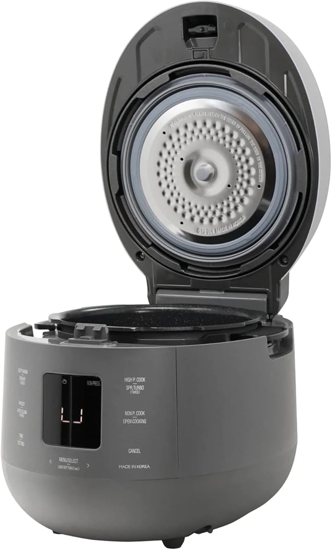 CUCKOO CRP-ST1009F | 10-Cup (Uncooked) Twin Pressure Rice Cooker &amp Warmer | 12 Menu Options: High/Non-Pressure Steam &amp More Made in Korea Gray (Renewed) (Renewed)