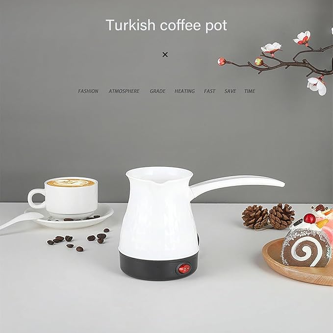 Stainless Steel Coffee Maker Electric Turkish Coffee Pot 0.5L with 600w Heating Plate and Removable Anti Scald Handle Anti-Dry Burn Even Heating - for HomeBlack