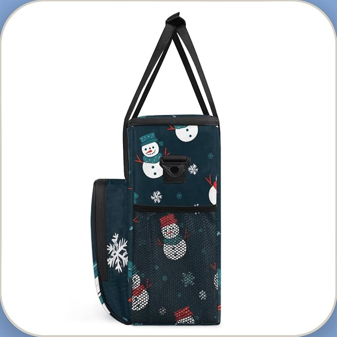 Christmas Snowman Coffee Maker Carrying Bag Oil Painting Snowman Travel Storage Bag Compatible with K-Mini or K-Mini Plus Single Serve Coffee Brewer Carrying Case with Pockets &amp Shoulder Strap