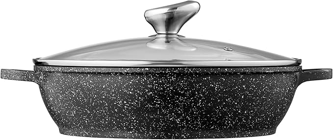 Pradel Excellence - PCUI001016 - Premium Cast Aluminium Slow Cooker Ø28cm Glass Lid - Stone-Effect Non-Stick Coating - Removable Handle - All Heat Sources