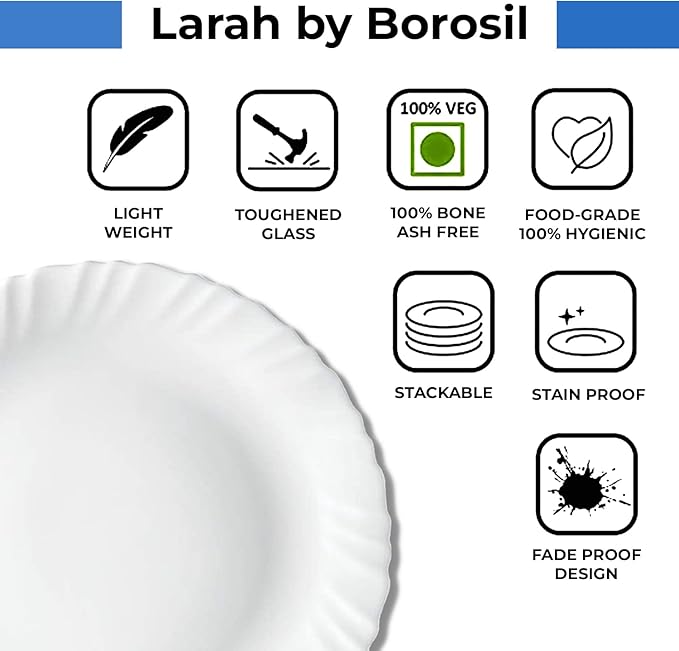 Borosil Gourmet Dinnerware Set For 6 19 Pieces White Dinner Plates and Bowls Sets Chip Resistant Tempered Opal Glass Stain Resistant Dishwasher &amp Microwave Safe Dinner Set For Gifting Serves