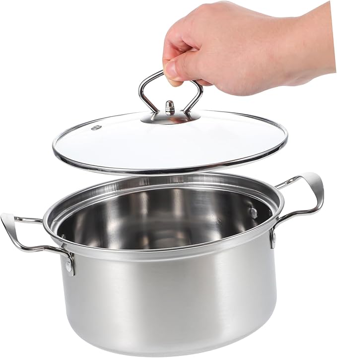 BESTOYARD 5sets One Soup Pot Set Induction Saucepan Cookware Set Double Handles and Glass Lids