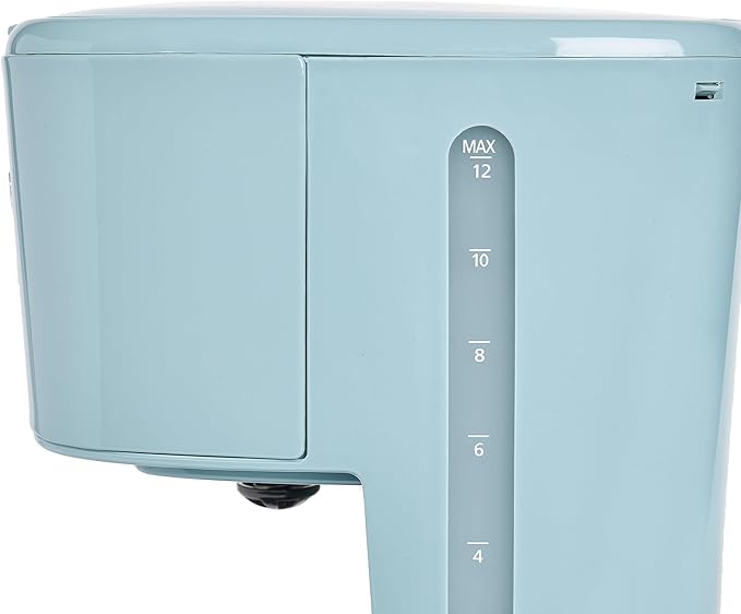 Haden Brighton Coffee Machine 12 Cup Programmable Drip Coffee Maker with Auto Shut-Off Function and Reusable Washable Water Filter Sky Blue &amp Chrome