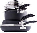 GreenPan Levels Stackable Hard Anodized Healthy Ceramic Nonstick 11 Piece Cookware Pots and Pans Set PFAS-Free Dishwasher Safe Black